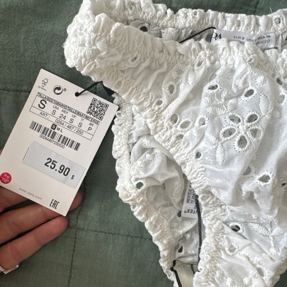 Zara White Eyelet Lace Bralette and Panty Set Small brand new - Picture 3 of 4